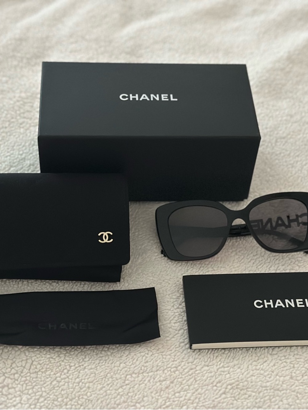 CHANEL Black Oversized Square Sunglasses with Branded Case - Picture 1 of 11